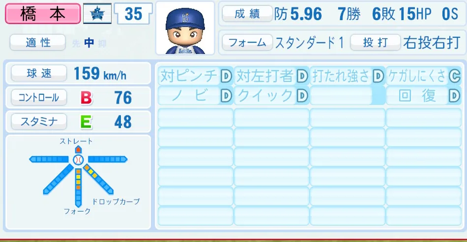 橋本（DeNA）パワプロ2026の選手能力・特能