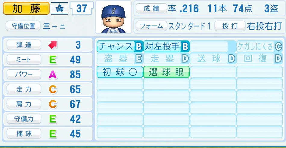 加藤（DeNA）パワプロ2026の選手能力・特能