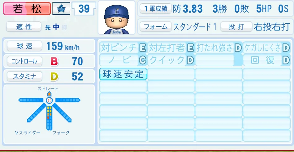 若松（DeNA）パワプロ2026の選手能力・特能