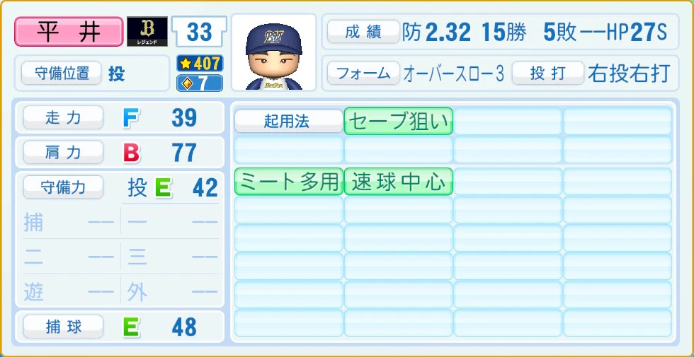 オリックス・バファローズ レジェンドOB 平井 守備・適性
