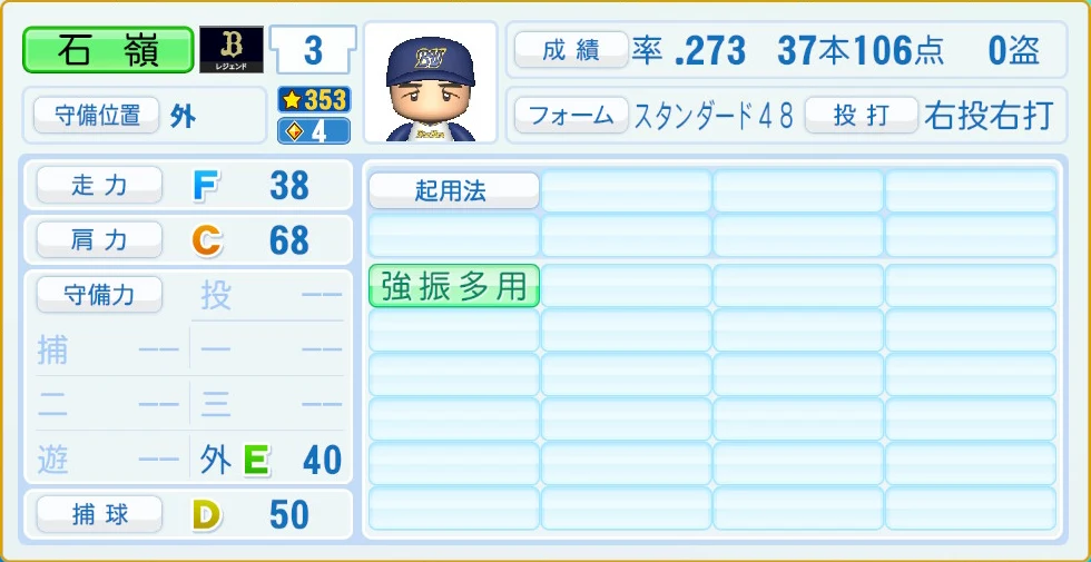 オリックス・バファローズ レジェンドOB 石嶺 守備・適性