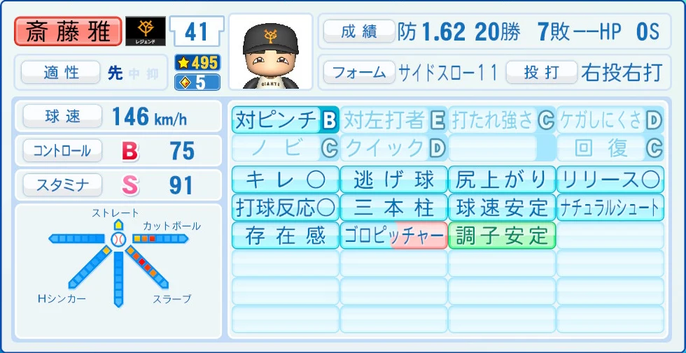 読売ジャイアンツ レジェンドOB 斎藤雅 能力