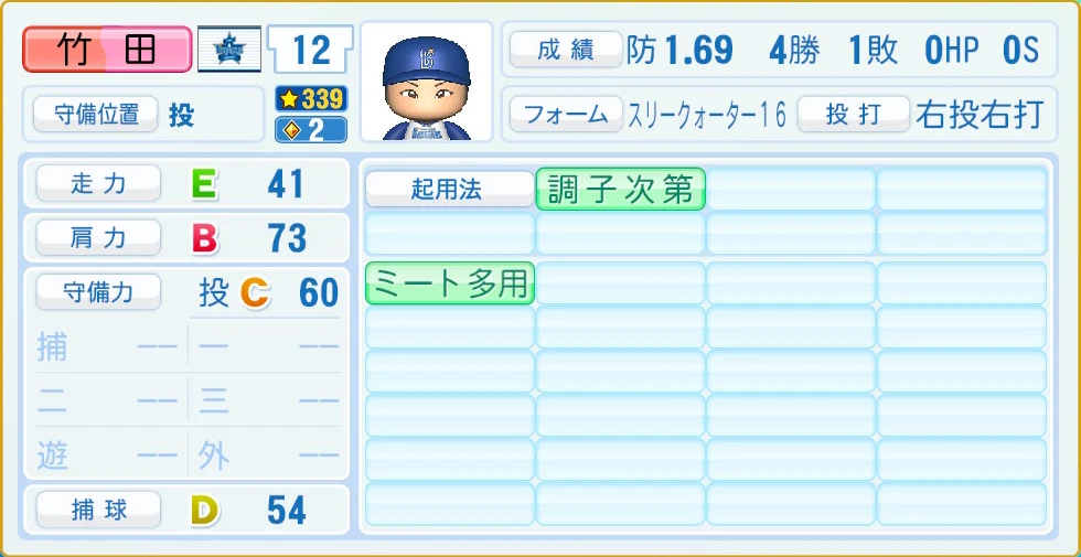 横浜DeNAベイスターズ 竹田 守備・適性