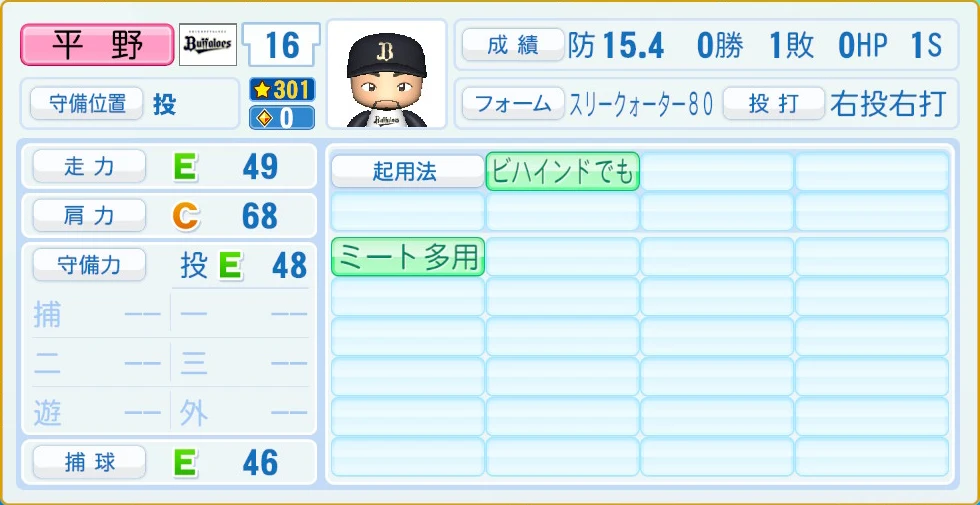 オリックス・バファローズ 平野 守備・適性