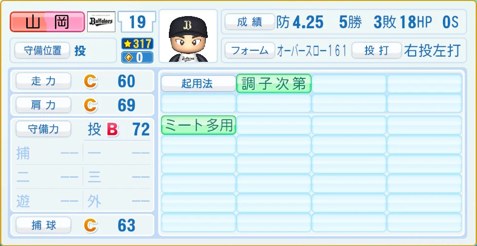 オリックス・バファローズ 山岡 守備・適性