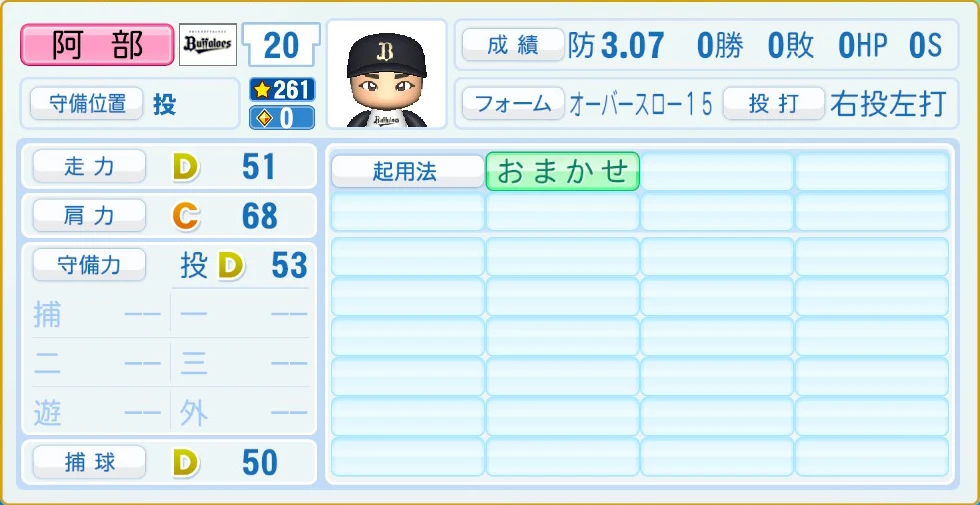オリックス・バファローズ 阿部 守備・適性