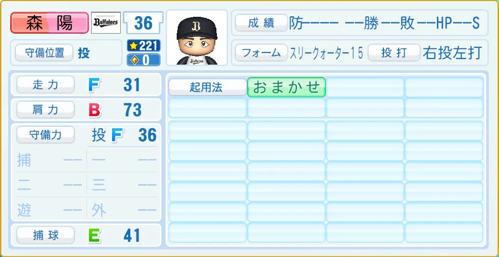 オリックス・バファローズ 森 守備・適性
