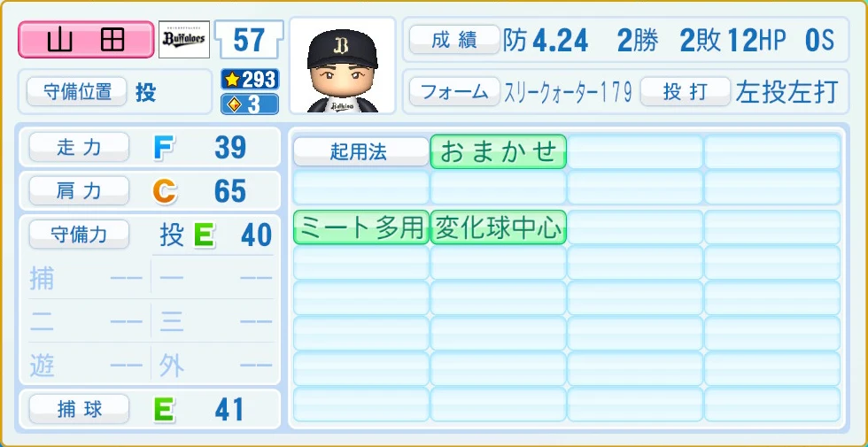 オリックス・バファローズ 山田 守備・適性
