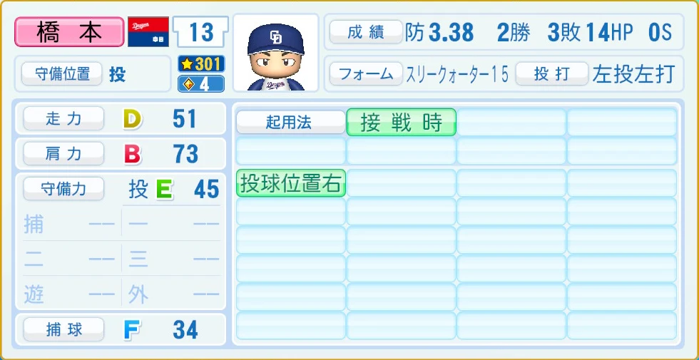 中日ドラゴンズ 橋本 守備・適性