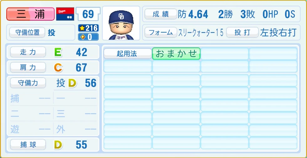 中日ドラゴンズ 三浦 守備・適性