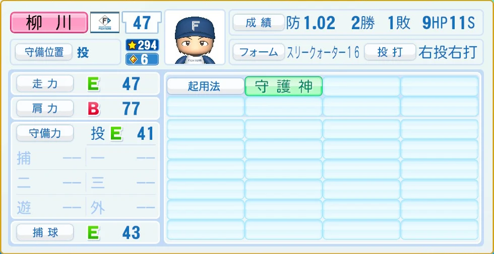 日本ハムファイターズ 柳川 守備・適性