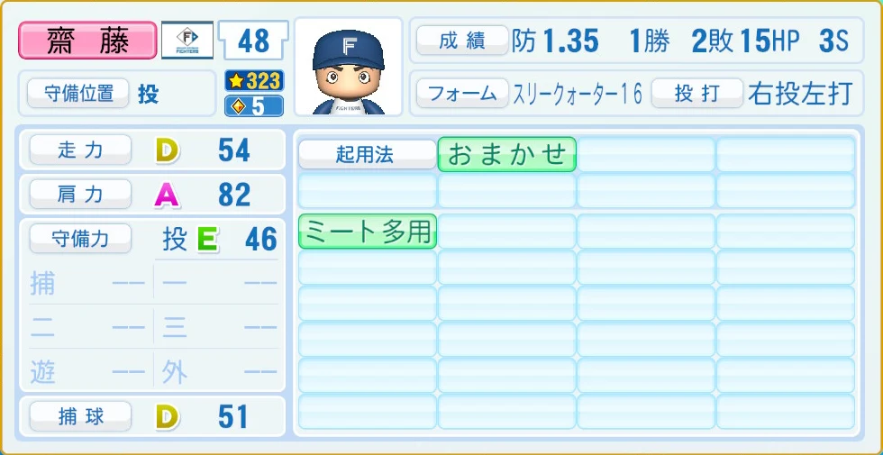 日本ハムファイターズ 齋藤 守備・適性
