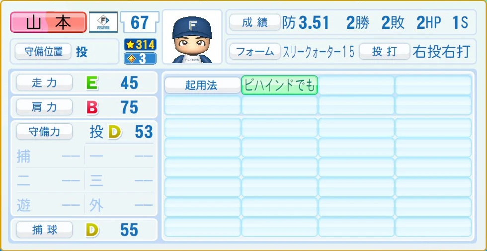 日本ハムファイターズ 山本 守備・適性