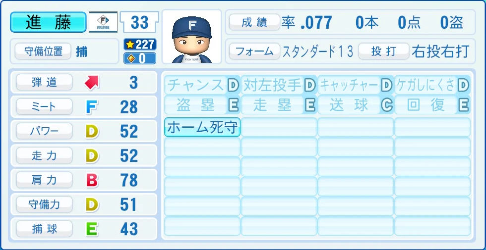日本ハムファイターズ 進藤 能力