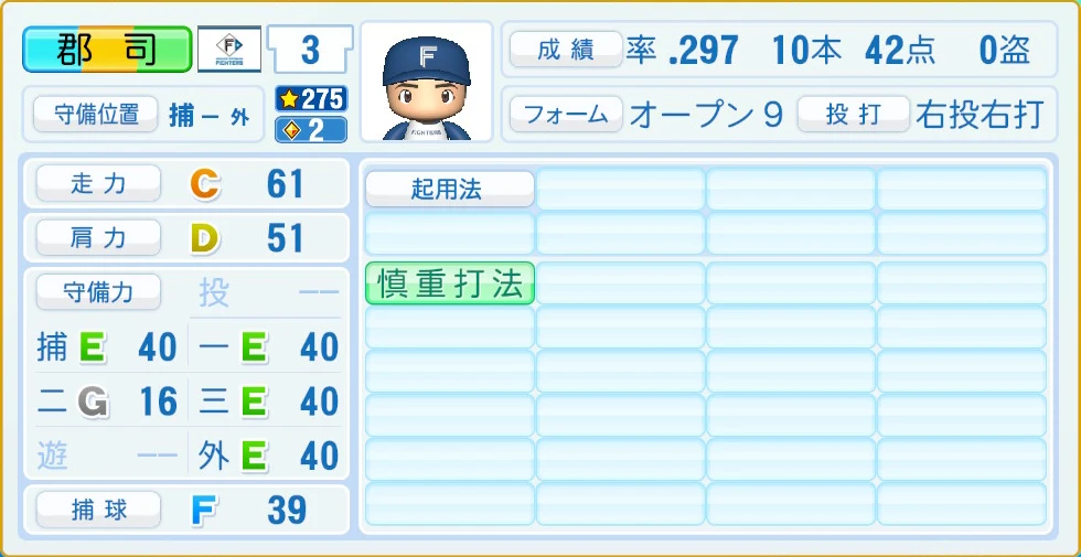 日本ハムファイターズ 郡司 守備・適性