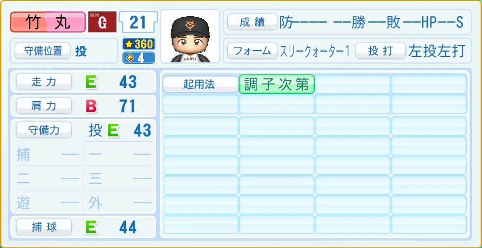 読売ジャイアンツ 竹丸 守備・適性
