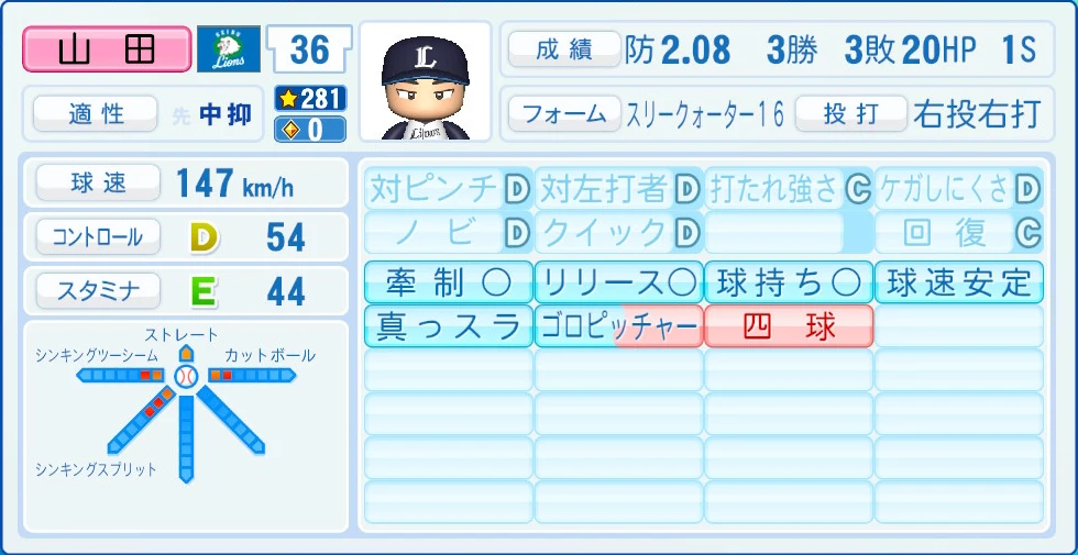 埼玉西武ライオンズ 山田 能力
