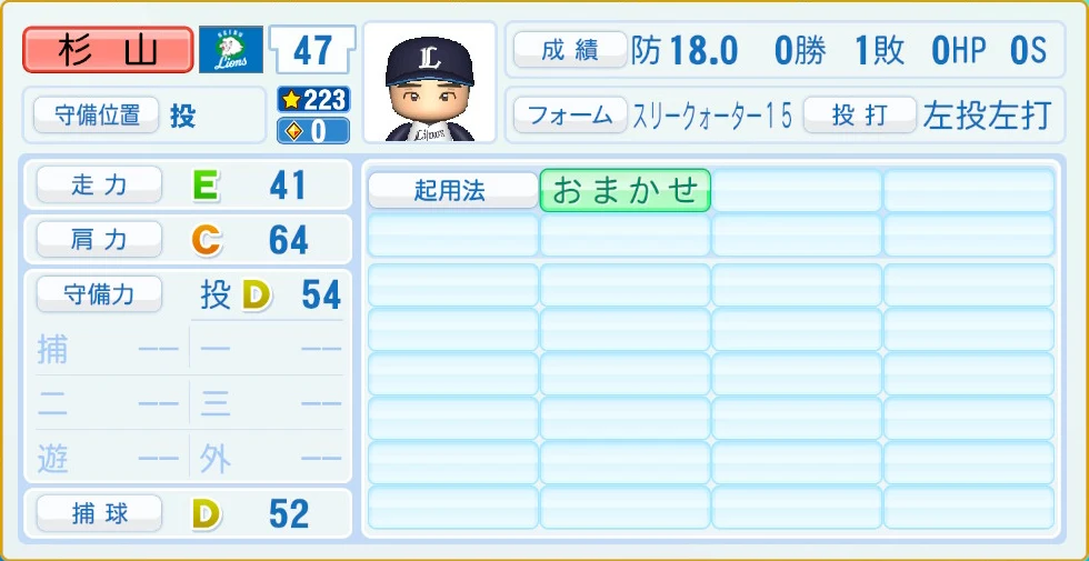 埼玉西武ライオンズ 杉山 守備・適性
