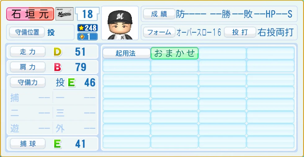 千葉ロッテマリーンズ 石垣 守備・適性