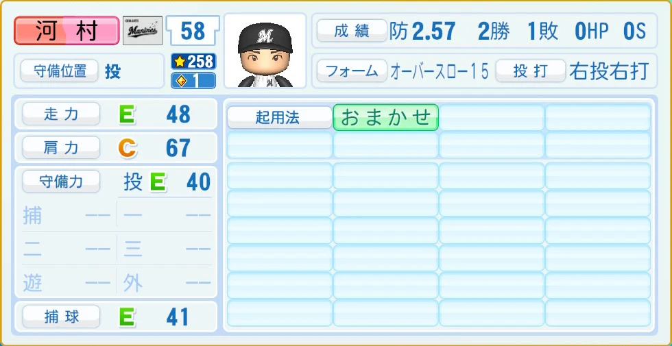 千葉ロッテマリーンズ 河村 守備・適性
