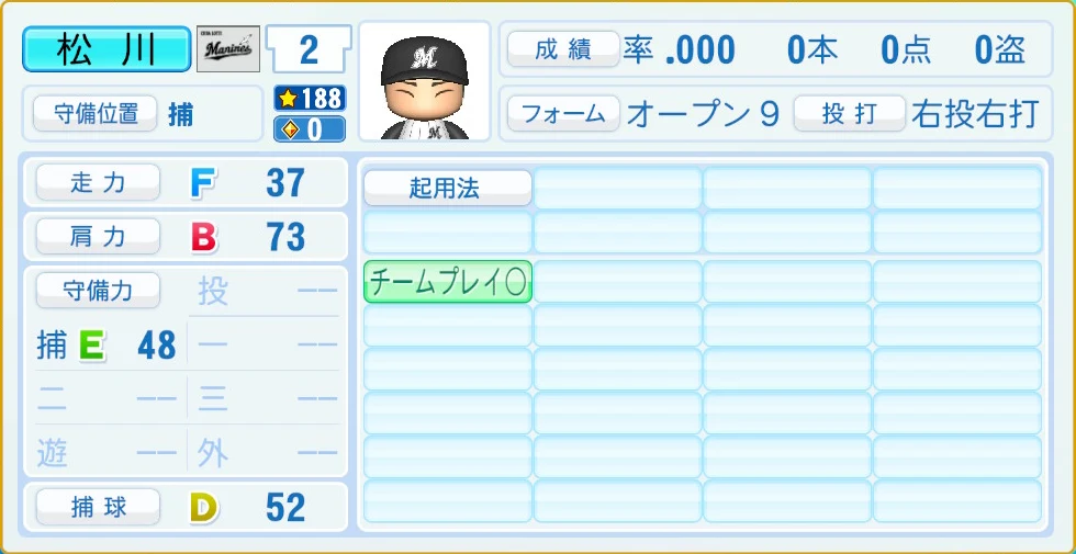 千葉ロッテマリーンズ 松川 守備・適性