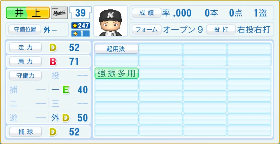 千葉ロッテマリーンズ 井上 守備・適性