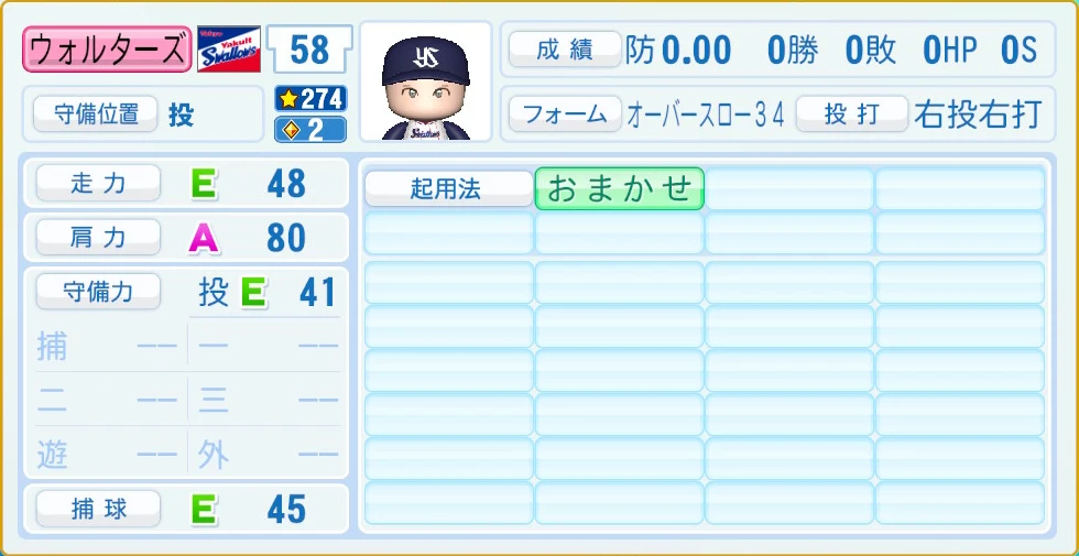 東京ヤクルトスワローズ ウォルターズ 守備・適性