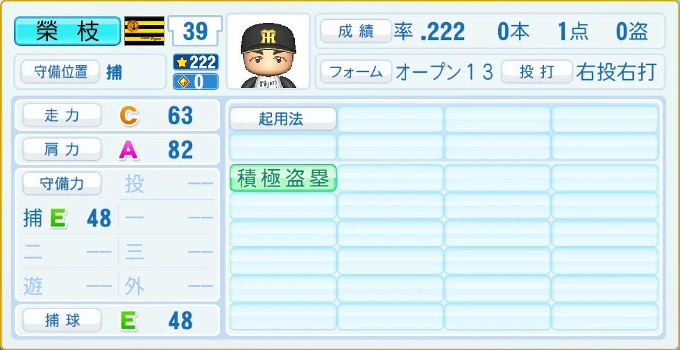 阪神タイガース 榮枝 守備・適性